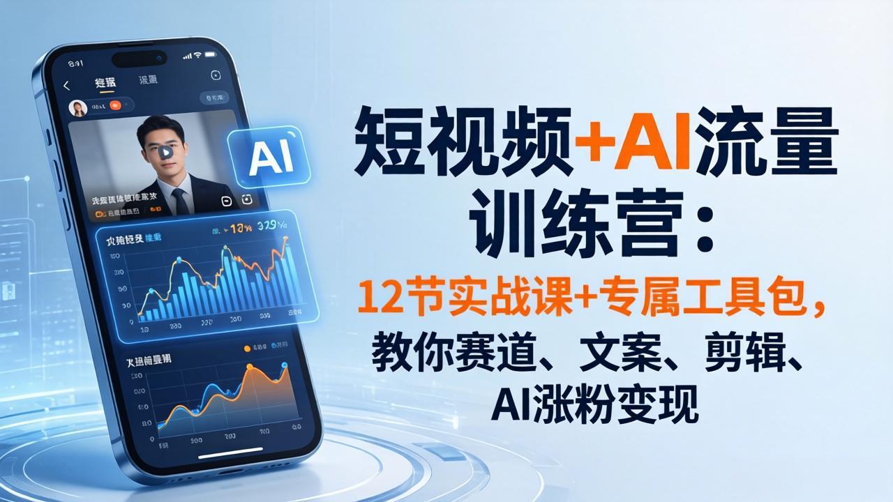 短视频+AI流量训练营:12节实战课+专属工具包,教你赛道、文案、剪辑、AI涨粉变现-蜗牛学社