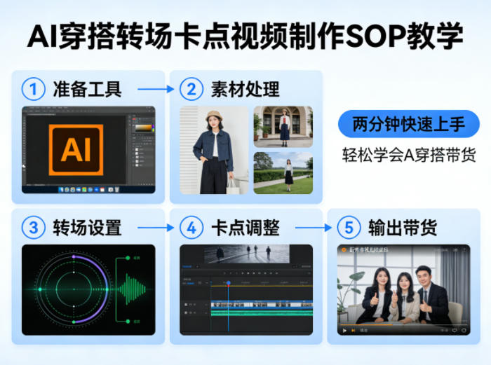 AI穿搭转场卡点视频制作SOP教学，两分钟快速上手，轻松学会AI穿搭带货-冒泡网