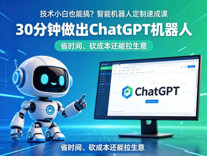 技术小白也能搞?智能机器人定制速成课,30分钟做出ChatGPT机器人,省时间、砍成本还能拉生意-蜗牛学社
