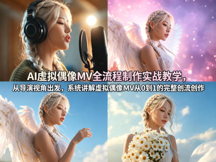 AI虚拟偶像MV全流程制作实战教学,从导演视角出发,系统讲解虚拟偶像MV从0到1的完整创作流程-蜗牛学社