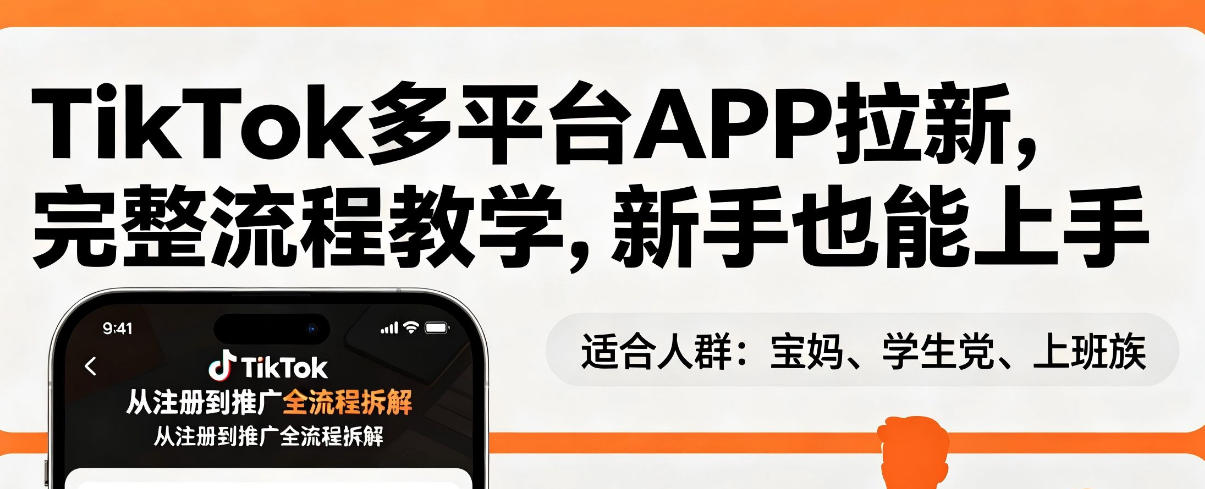 TikTok多平台APP拉新，完整流程教学，新手也能上手，轻松出海搞美金-蜗牛学社