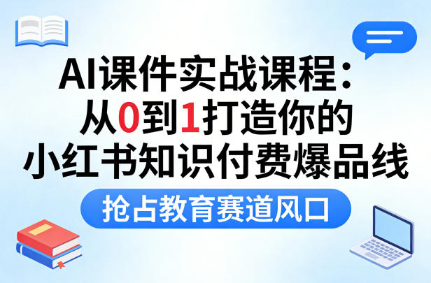 AI课件实战课程，从0到1打造你的小红书知识付费爆品线，抢占教育赛道风口-冒泡网