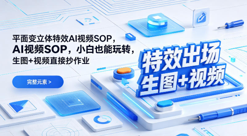 (特效出场)平面变立体特效AI视频SOP,小白也能玩转,生图+视频直接抄作业-蜗牛学社