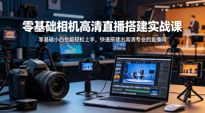 零基础相机高清直播间搭建实战课，小白也能轻松上手，快速搭建出高清专业的直播间-蜗牛学社