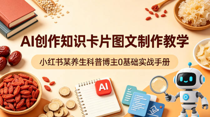 AI创作知识卡片图文制作教学,小红书某养生科普博主0基础实战手册-蜗牛学社