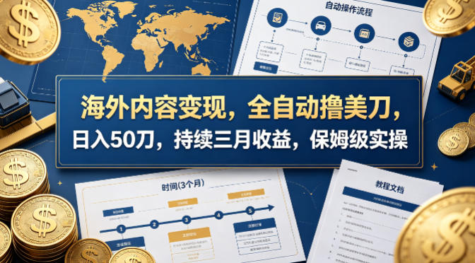 海外内容变现，全自动撸美刀，日入50刀，持续三月收益，保姆级实操【揭秘】-蜗牛学社