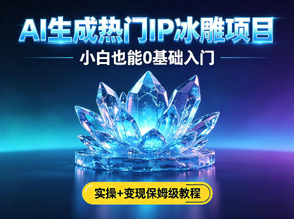 AI生成热门ip冰雕项目，小白也能0基础入门，实操+变现保姆级教程-蜗牛学社