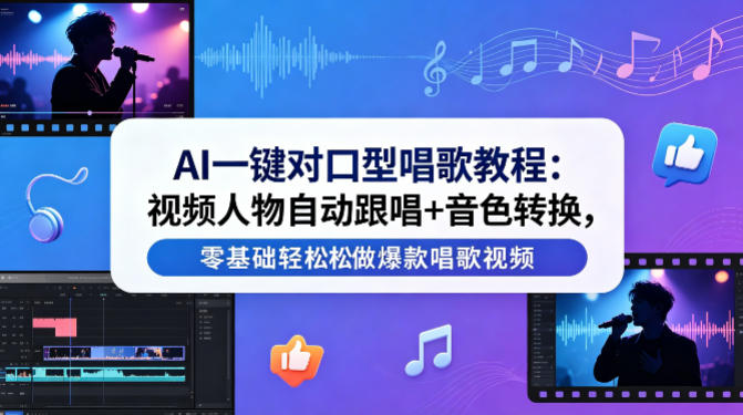 AI一键对口型唱歌教程:视频人物自动跟唱+音色转换,零基础轻松做爆款唱歌视频-蜗牛学社