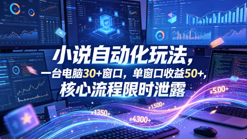 小说挂G自动化玩法,一台电脑30+窗口,单窗口收益50+,核心流程限时泄露【揭秘】-蜗牛学社