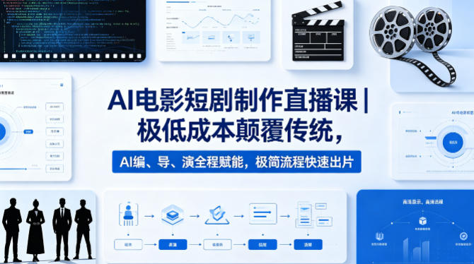 AI电影短剧制作直播课|极低成本颠覆传统,AI编、导、演全程赋能,极简流程快速出片-蜗牛学社