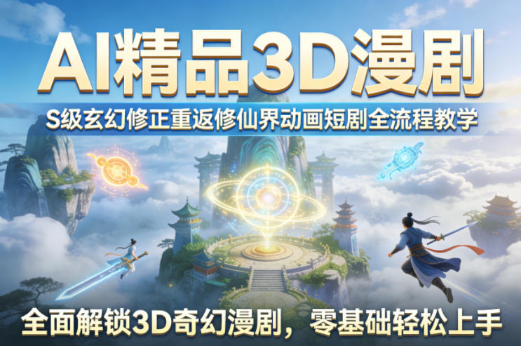 AI精品3D漫剧S级玄幻修正重返修仙界动画短剧全流程教学,全面解锁3D奇幻漫剧,零基础轻松上手-冒泡网