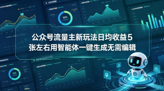 公众号流量主新玩法日均收益5张左右用智能体一键生成无需编辑-蜗牛学社