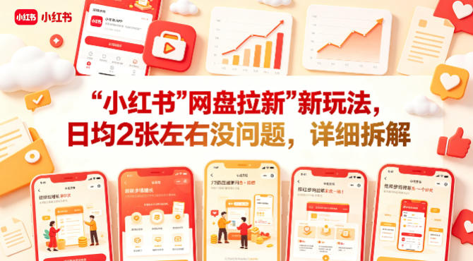 小红书【网盘拉新】新玩法,日均2张左右没问题,详细拆解-蜗牛学社