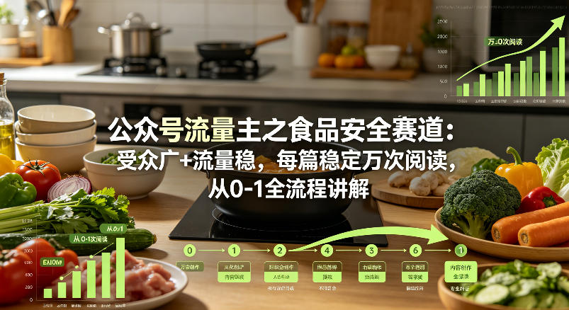 公众号流量主之食品安全赛道,受众广+流量稳,每篇作品稳定万次阅读,从0-1全流程讲解-蜗牛学社