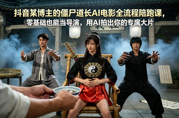 抖音某博主的僵尸道长AI电影全流程陪跑课,零基础也能当导演,用AI拍出你的专属大片-蜗牛学社