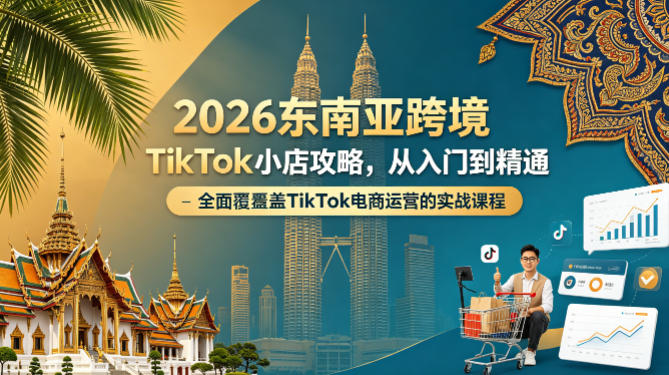 2026东南亚跨境TikTok小店攻略,从入门到精通、全面覆盖TikTok电商运营的实战课程(更新4月)-蜗牛学社
