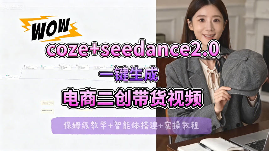 【Coze工作流搭建实操教程】seedance2.0+coze一键生成电商二创带货视频,全流程保姆级教学-蜗牛学社