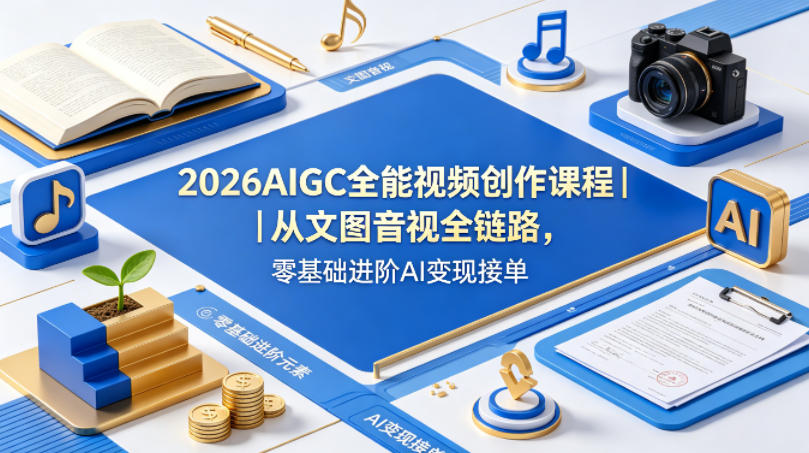 2026AIGC全能视频创作课程|从文图音视全链路,零基础进阶AI变现接单-蜗牛学社