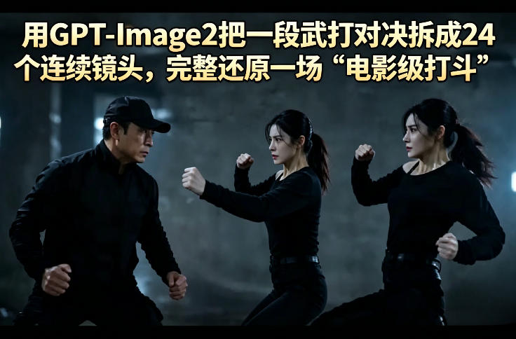 用GPT-Image2把一段武打对决拆成24个连续镜头,完整还原一场“电影级打斗”-蜗牛学社