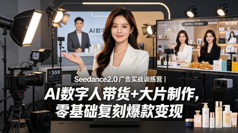 Seedance2.0广告实战训练营|AI数字人带货+大片制作,零基础复刻爆款变现-蜗牛学社