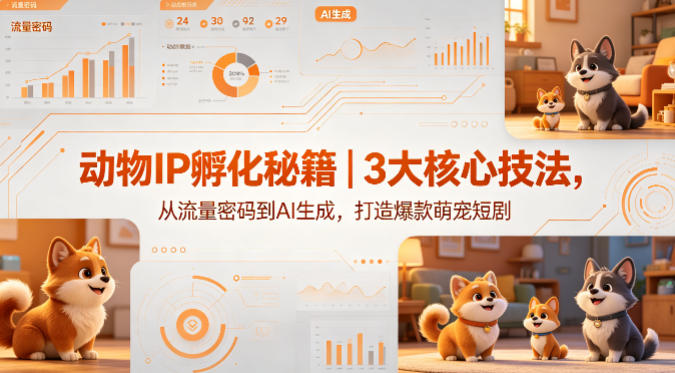 动物IP孵化秘籍|3大核心技法,从流量密码到AI生成,打造爆款萌宠短剧-蜗牛学社