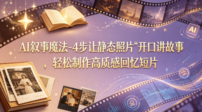 AI叙事魔法-4步让静态照片“开口讲故事”,轻松制作高质感回忆短片-蜗牛学社