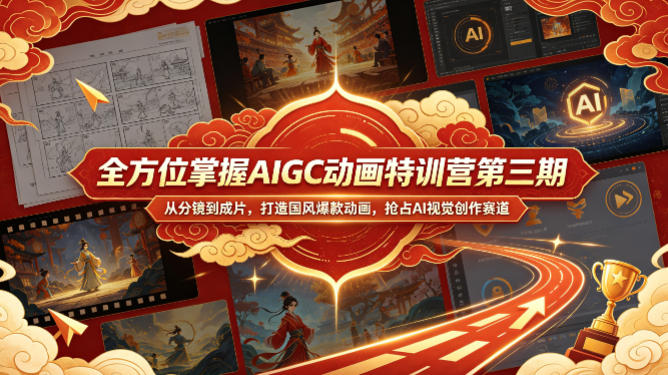 全方位掌握AIGC动画特训营第三期，从分镜到成片，打造国风爆款动画，抢占AI视觉创作赛道红利-蜗牛学社