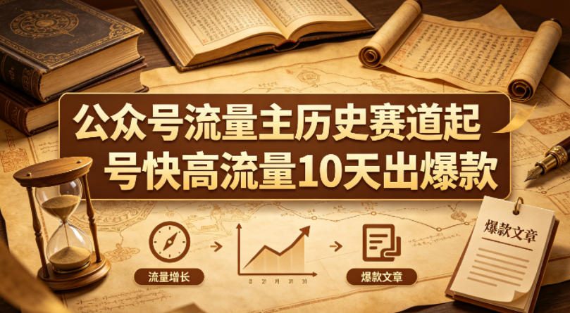 公众号流量主之历史赛道，起号快+高流量，10天就能出爆款！-蜗牛学社