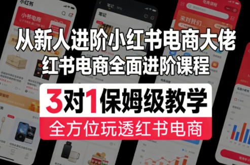 从新人进阶小红书电商大佬，红书电商全面进阶课程，3对1保姆级教学，全方位玩透红书电商-冒泡网