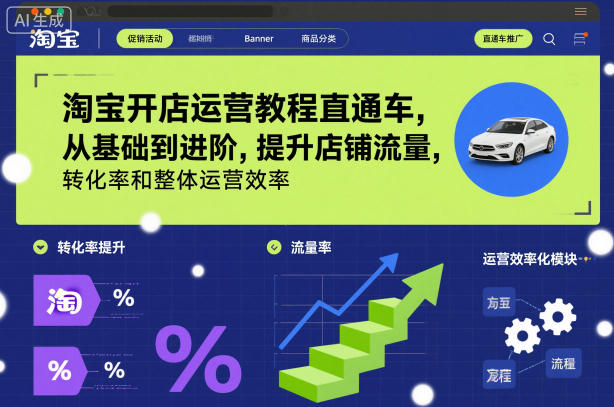 淘宝开店运营教程直通车,从基础到进阶,提升店铺流量,转化率和整体运营效率(更新26年4月10日)-蜗牛学社