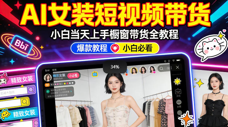 AI女装短视频橱窗带货:小白零门槛当天上手,高佣金爆款轻松賺!-冒泡网