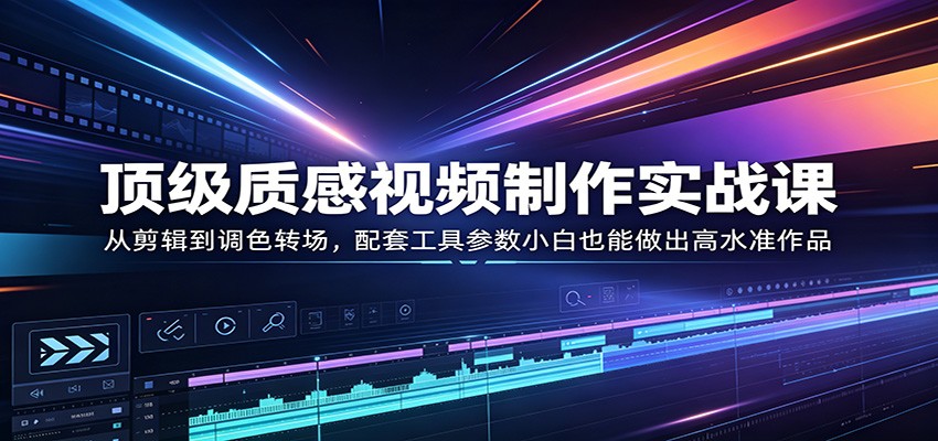 顶级质感视频制作实战课：从剪辑到调色转场，配套工具参数小白也能做出高水准作品-蜗牛学社