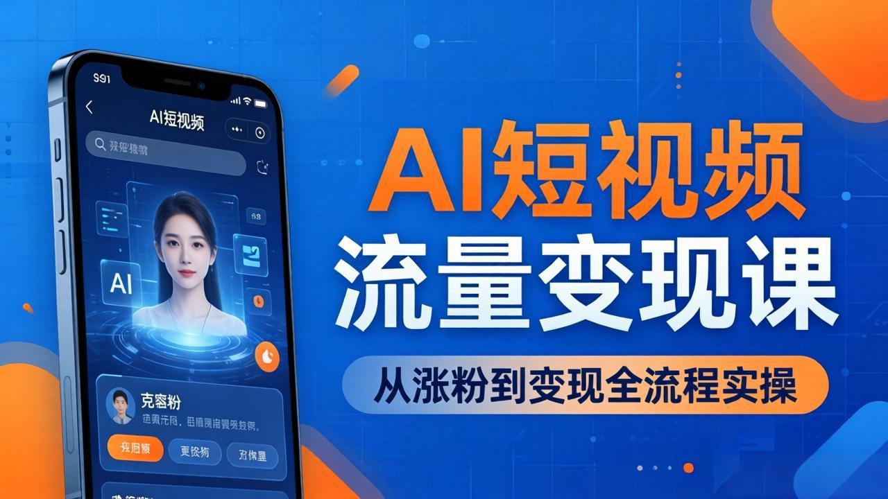 AI短视频流量变现课：一部手机玩转数字人克隆+爆款制作，从涨粉到变现全流程实操-蜗牛学社