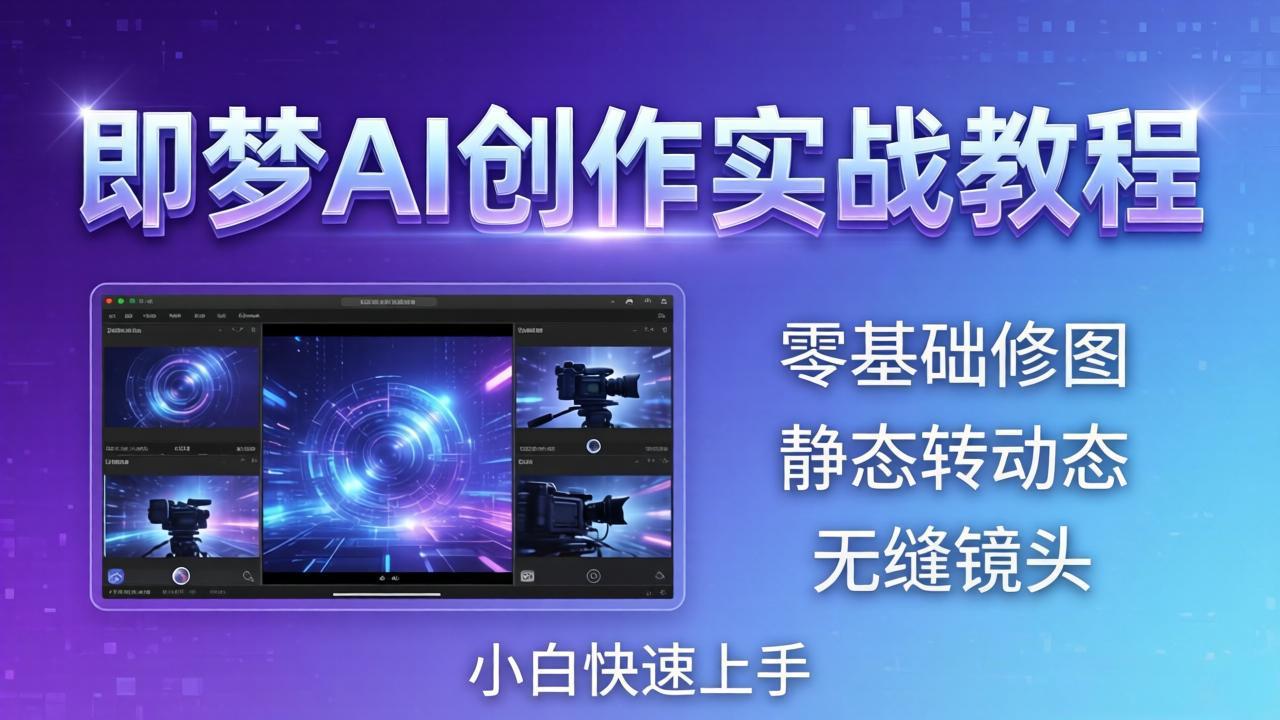 即梦AI创作实战教程,从零基础修图到AI导演,实战教学静态转动态+无缝镜头,小白快速上手-蜗牛学社