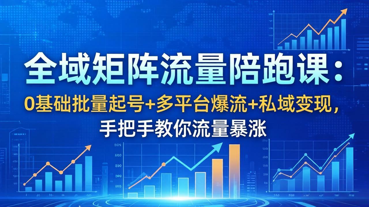 全域矩阵流量陪跑课:0基础批量起号+多平台爆流+私域变现,手把手教你流量暴涨-蜗牛学社