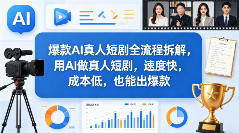 爆款AI真人短剧全流程拆解，用AI做真人短剧，速度快，成本低，也能出爆款-蜗牛学社