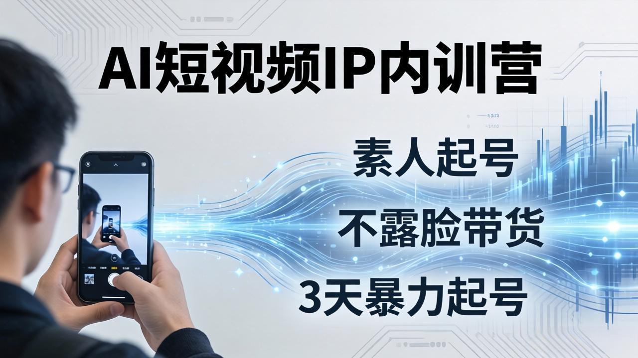 2026AI短视频IP内训营:从素人起号到不露脸带货,3天暴力起号全流程拆解-冒泡网