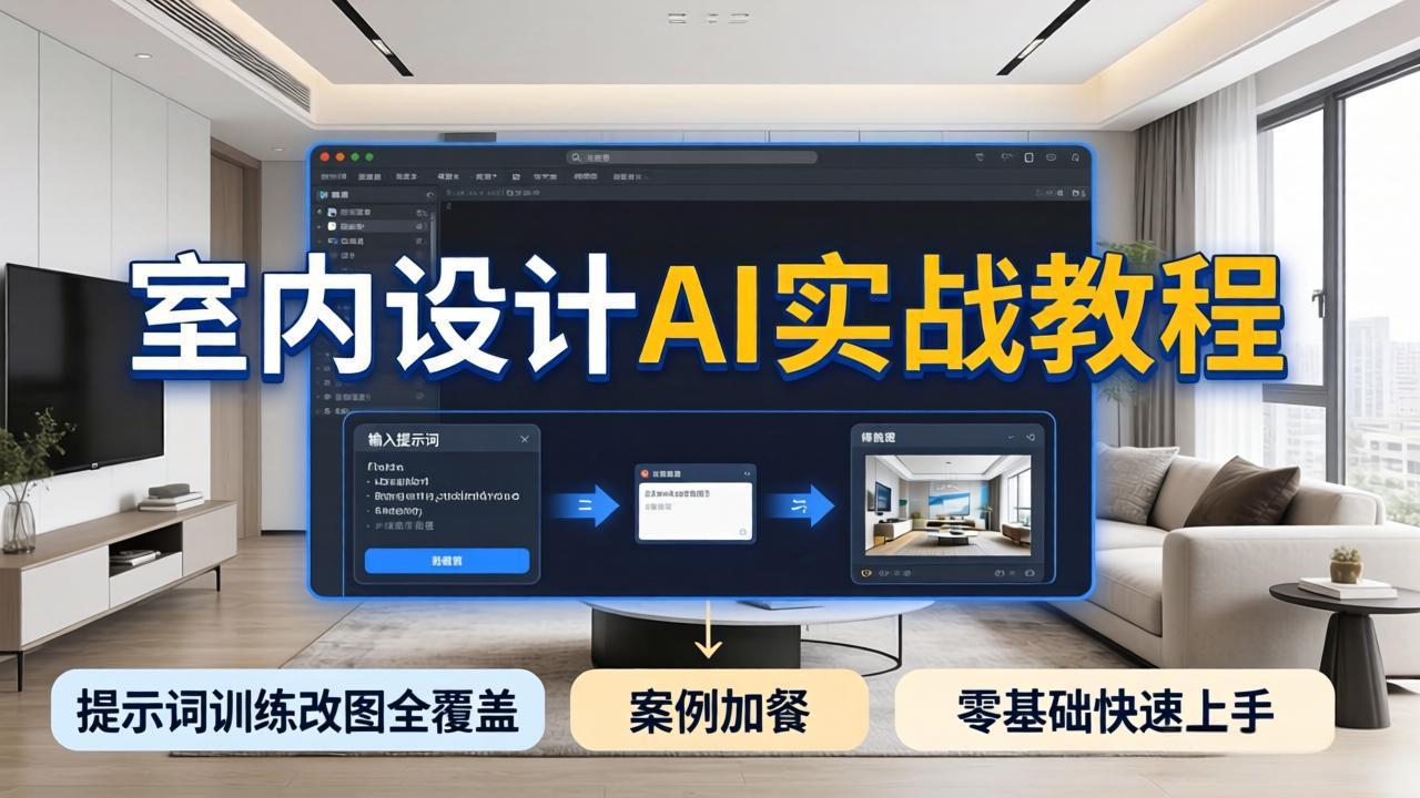 2026室内设计AI实战教程,提示词训练改图全覆盖,搭配案例加餐,零基础也能快速上手-蜗牛学社