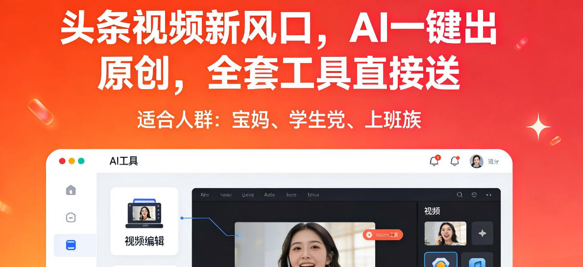 头条视频新风口，AI一键出原创，全套工具直接送，人人可做，有手就行【揭秘】-冒泡网
