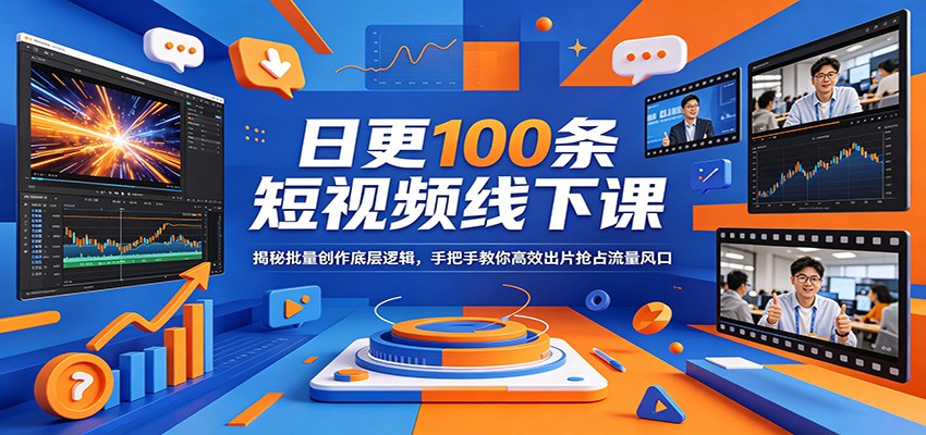日更100条短视频线下课:揭秘批量创作底层逻辑,手把手教你高效出片抢占流量风口-蜗牛学社