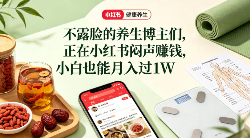 小红书健康养生科普图文赛道,不露脸的养生博主们,正在小红书闷声賺钱,小白也能月入过1W-蜗牛学社