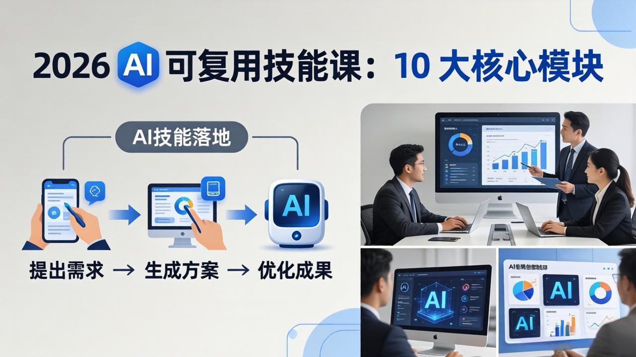 2026AI可复用技能-4月新课：10大核心模块，手把手教你把AI用进工作、产出成果-冒泡网