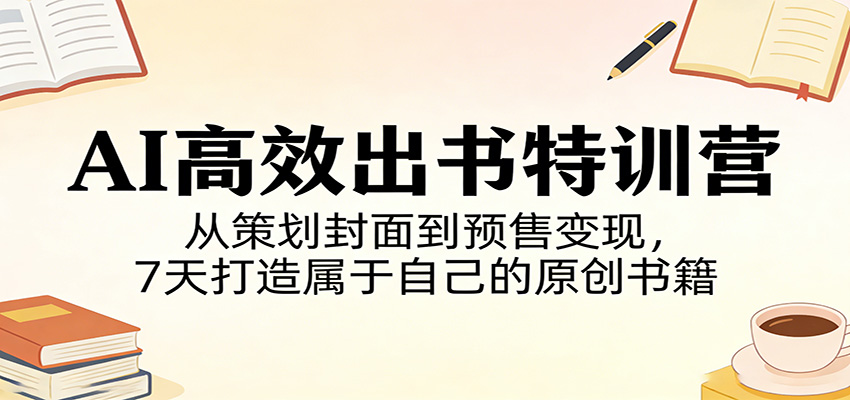 AI高效出书特训营：从策划封面到预售变现，7天打造属于自己的原创书籍-冒泡网