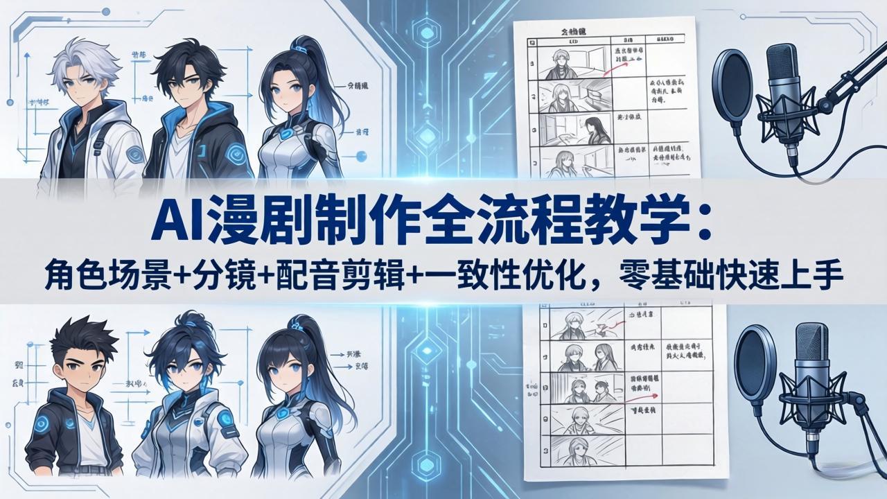 AI漫剧制作全流程教学:角色场景+分镜+配音剪辑+一致性优化,零基础快速上手-蜗牛学社