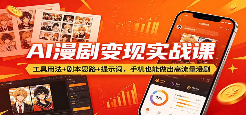 AI漫剧变现实战课：工具用法+剧本思路+提示词，手机也能做出高流量漫剧-蜗牛学社