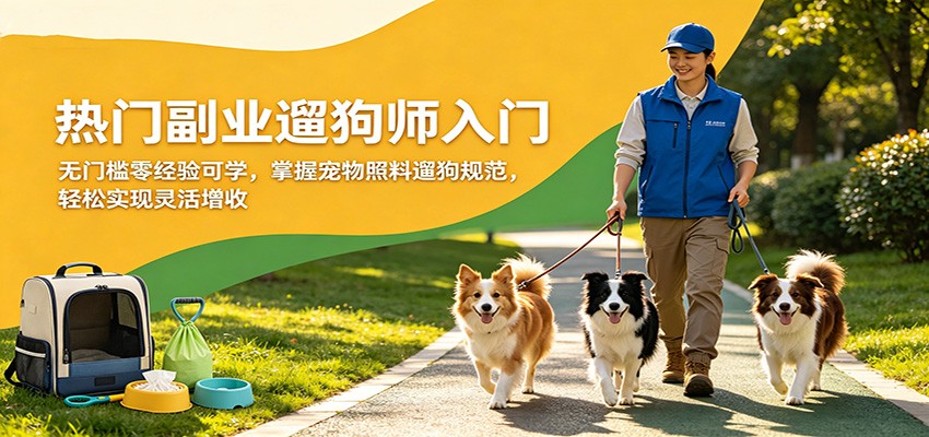 热门副业遛狗师入门,无门槛零经验可学,掌握宠物照料遛狗规范,轻松实现灵活增收-蜗牛学社