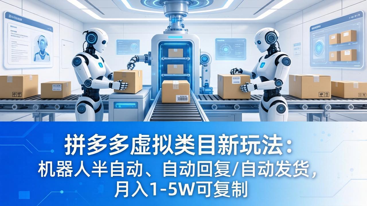 拼多多虚拟类目新玩法：机器人半自动、自动回复 /自动发货，月入 1-5W 可复制-蜗牛学社