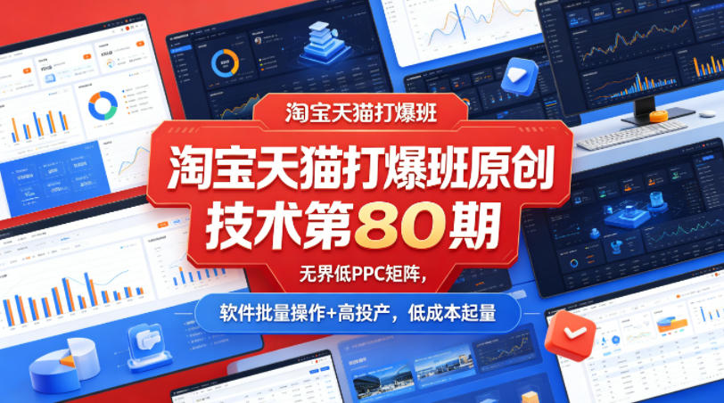 淘宝天猫打爆班原创技术第80期,无界低PPC矩阵,软件批量操作+高投产,低成本起量-蜗牛学社