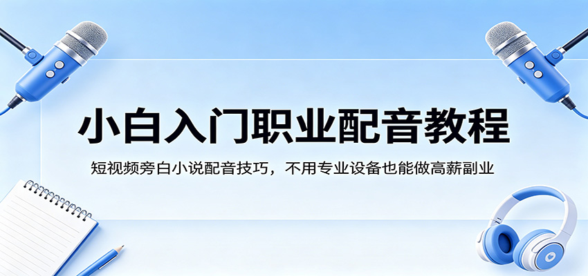小白入门职业配音教程,短视频旁白小说配音技巧,不用专业设备也能做高薪副业-蜗牛学社