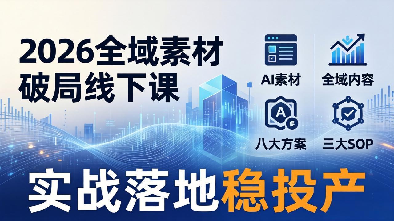 2026全域素材破局线下课：AI素材+全域内容+八大方案+三大SOP，实战落地稳投产-蜗牛学社
